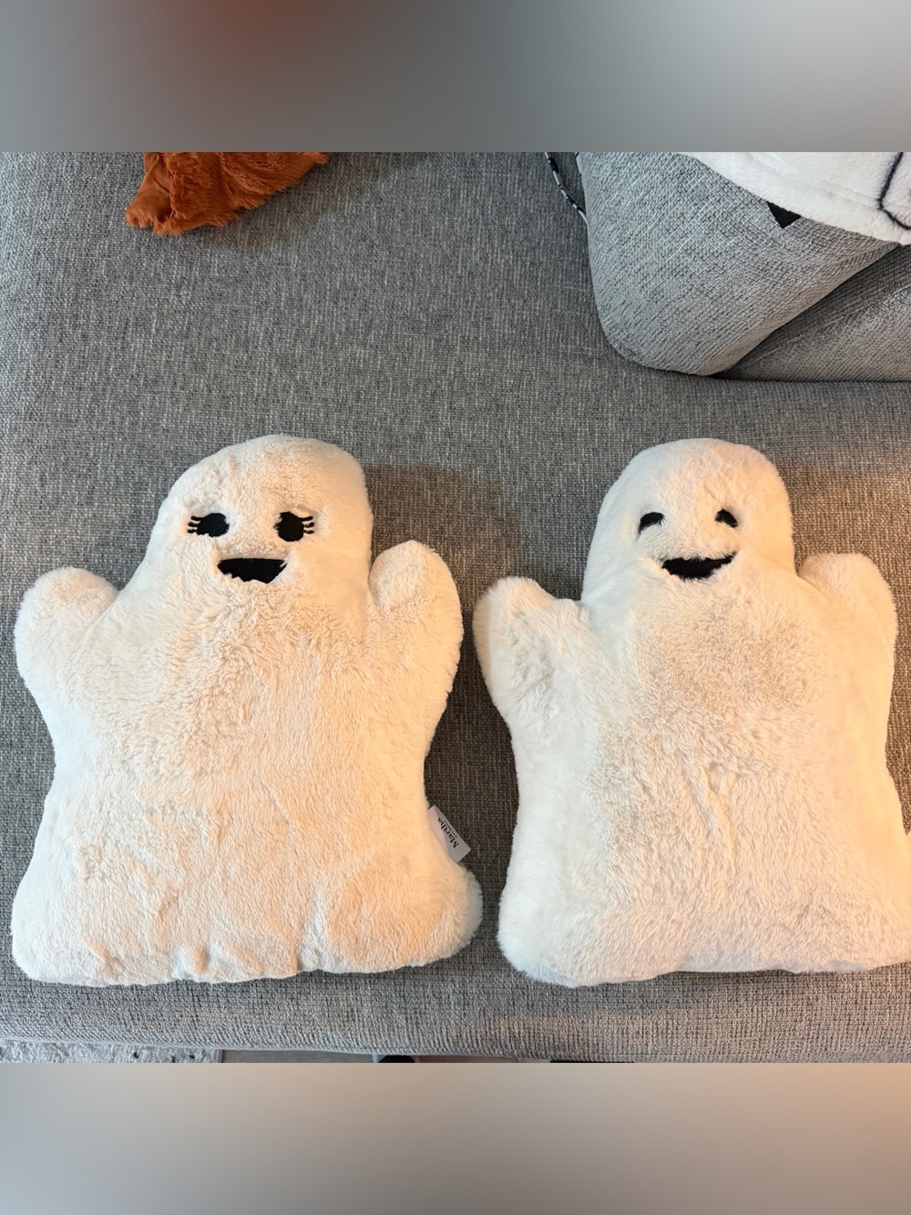Martha Stewart Plush Ghost Throw Pillows - White with Black Details